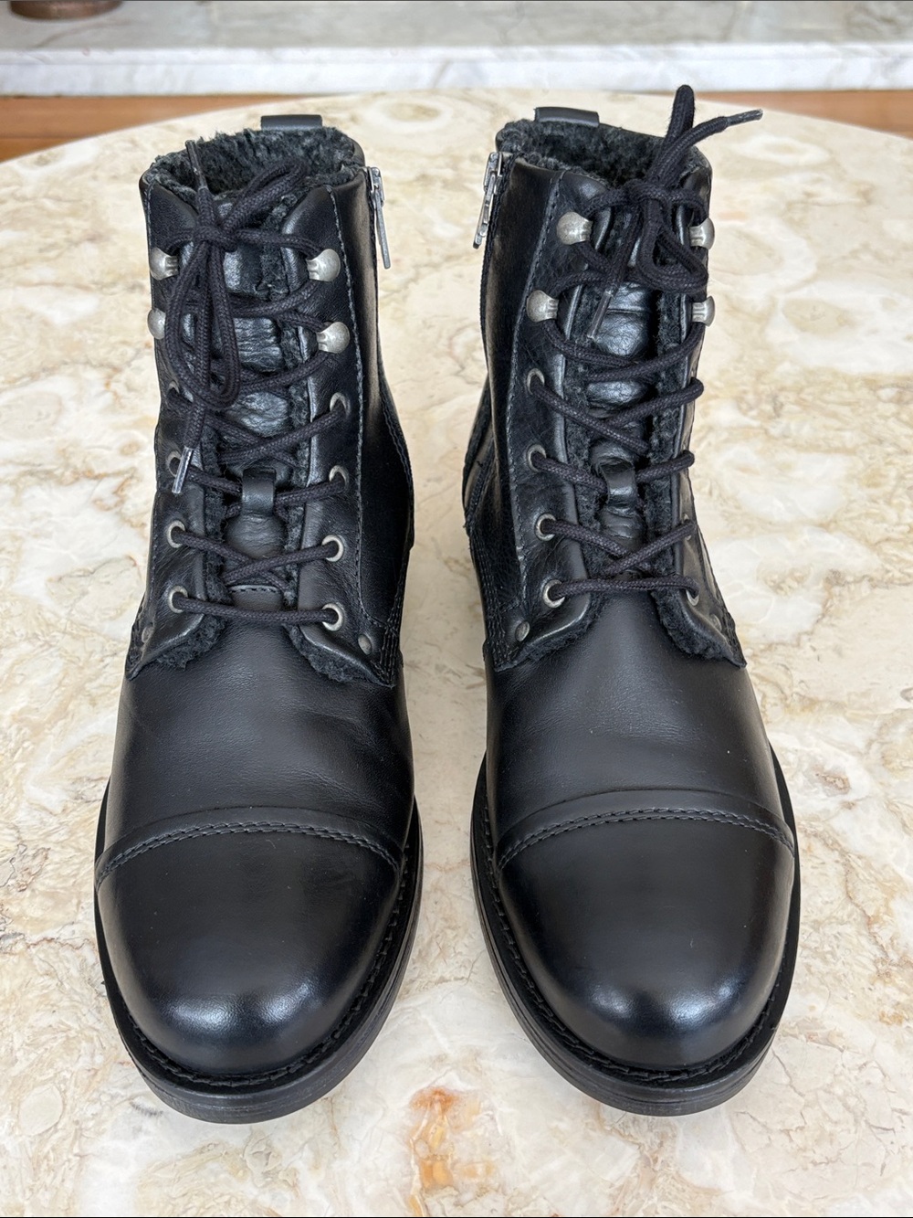 Pajar Canada Black Leather Waterproof Combat Boots – Size 10 / EU 43